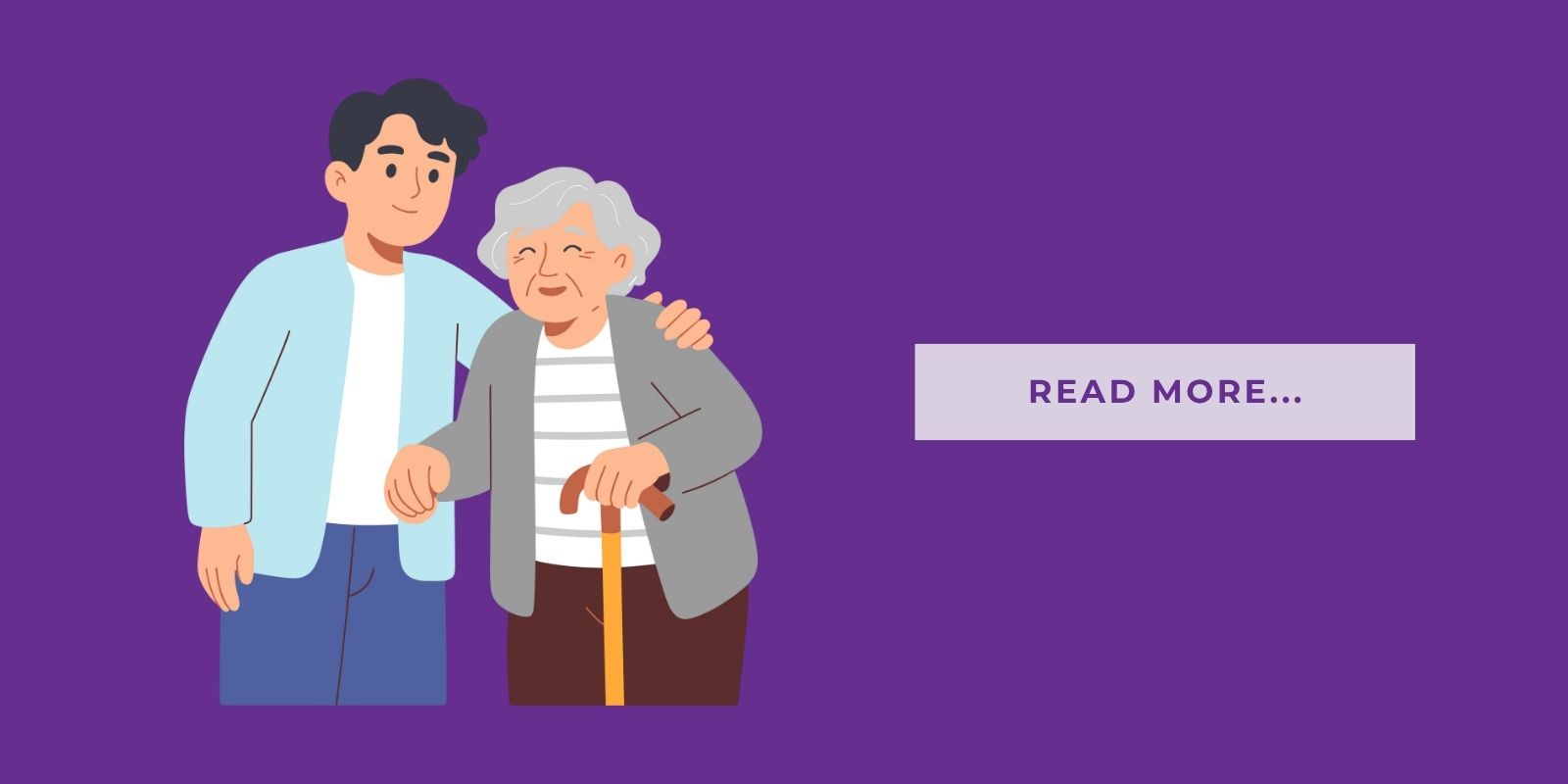 Blog Header Illustration Senior with a loved one and it says 'read more'